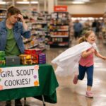 Girl running around with tablecloth as a cape